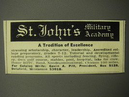1968 St. John&#39;s Military Academy Advertisement - A tradition of excellence - £14.74 GBP