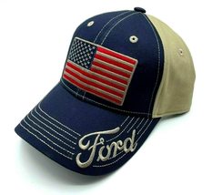 OC Sports Men&#39;s Ford American Flag Adjustable Hat Classic USA Built Tough Cap Bl - £22.78 GBP