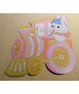 Vintage Easter Die Cut Cardboard Decoration Bunny Rabbit Engineer in Train - £6.33 GBP