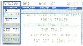 Vintage Robin Trower Ticket Stub Ottobre 6 2001 Buffalo di New York - £24.10 GBP