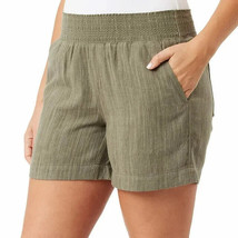 Briggs Women&#39;s Plus Size 3X Green Elastic Waist Linen Blend Shorts NWT - £10.56 GBP