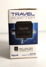 Tzumi Universal Dual USB and USB-C Travel Adapter 6A 250V Plug-In Black ... - £12.56 GBP