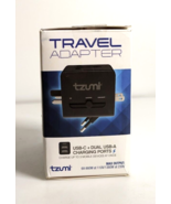 Tzumi Universal Dual USB and USB-C Travel Adapter 6A 250V Plug-In Black ... - £12.34 GBP