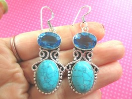 Turquoise blue glass sterling silver earrings - $18.97 CAD