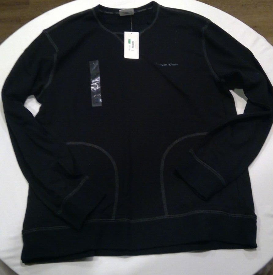 Primary image for NWT Calvin Klein Mens French Terry Crew-Neck Black Lounge Sweatshirt Large