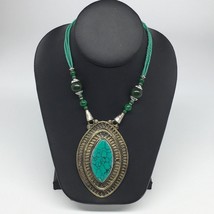 Turkmen Necklace Antique Afghan Tribal Turquoise Inlay Beaded ATS Necklace VS33 - £17.20 GBP