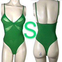 Green Mesh Cut Out Cami Stretchy Bodysuit~Size S - $14.96
