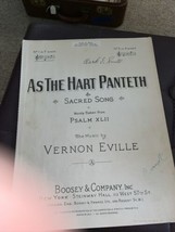 As The Hart Panteth 1932 Sheet Music Sacred Song by Vernon Eville - £3.35 GBP