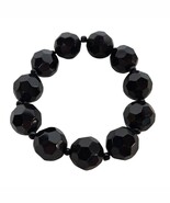 Elegant Black Faceted Plastic Beaded Stretch Bracelet Retro Costume Jewelry - $283.98 MXN