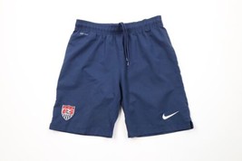 Vintage Nike Boys Size Large Spell Out USMNT USA Soccer Shorts Blue Polyester - £25.87 GBP