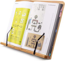 Large A+ 15 Inch XL Bamboo Book Stands &amp; Holders for Reading Hands Free - $28.23