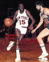Earl Monroe signed New York Knicks 8x10 Photo- JSA Hologram (black sig vs Bucks) - £43.41 GBP