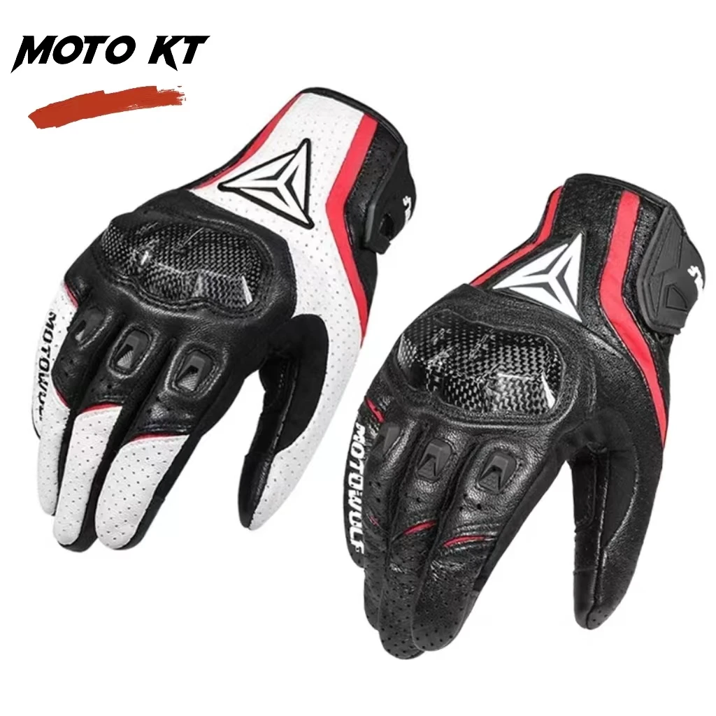 Motorcycle Gloves Summer Cycling Motorbike Guantes Men Leather Gloves Moto - £33.23 GBP