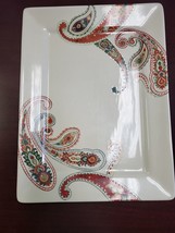 Tabletops Gallery Multi Paisley Large 12&quot;× 16&quot; Handcrafted Ceramic Serving Tray - £18.64 GBP