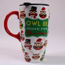 Owl Be Home For Christmas Tall Mug With Lid Very Colorful Home Accents B... - $9.75