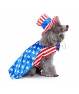 American USA Flag Pet Costume Cute Uniform Dress Up Cat Dog Cosplay Size- M - £6.55 GBP
