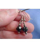 EE-364) 8mm faceted  Black hematite gemstone 1 bead silver wire dangle E... - $9.99