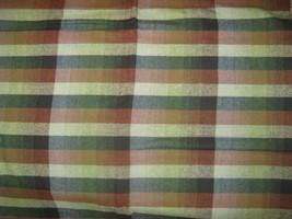 2 Yards 56&quot; Wide VTG Fabric Greens Rust Square Stripe Woven Material NOS - £5.13 GBP