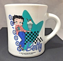 Betty Boop diner style coffee mug white blue Mint Ice cream with cherry ... - £5.70 GBP