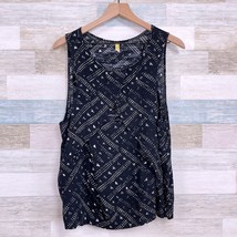 Free People Look Through Tank Top Black White Print Tulip Cut Out Womens Large - £15.77 GBP