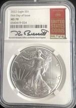2022- American Silver Eagle- NGC- MS70- FDOI- Kenneth Bressett- Red Book... - £103.94 GBP