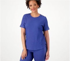 Joan Rivers Knit Seersucker Tee (Summer Navy, Small) A591228 - $14.86