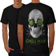 Chill Weed Stoner Rasta Shirt Chill Skull Men T-shirt Back - £10.44 GBP