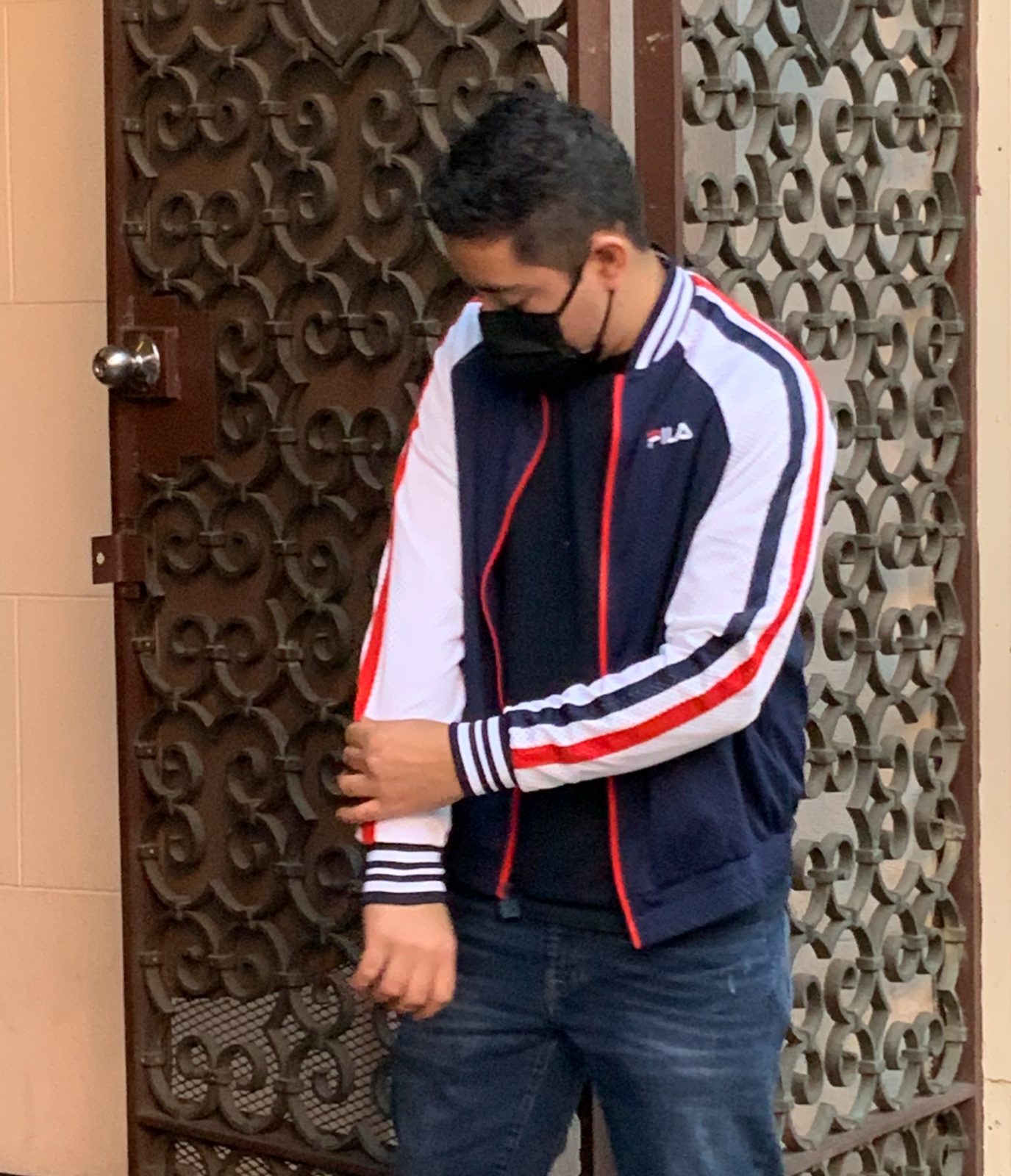 Men's Fila Navy Red Velour Track Jacket