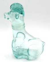 Poodle Dog Decanter Empoli Art Glass 7&quot; Aquamarine Vetreria Etrusca Ital... - $34.95