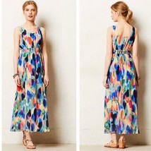 Anthropologie MAEVE | aloisia colorful silk watercolor summer maxi dress size 0 - £53.36 GBP