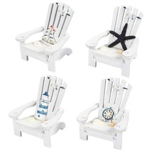 Set Of 4 Mini Beach Chair, Small Wooden White Chair, Mini Beach Decorati... - £22.77 GBP