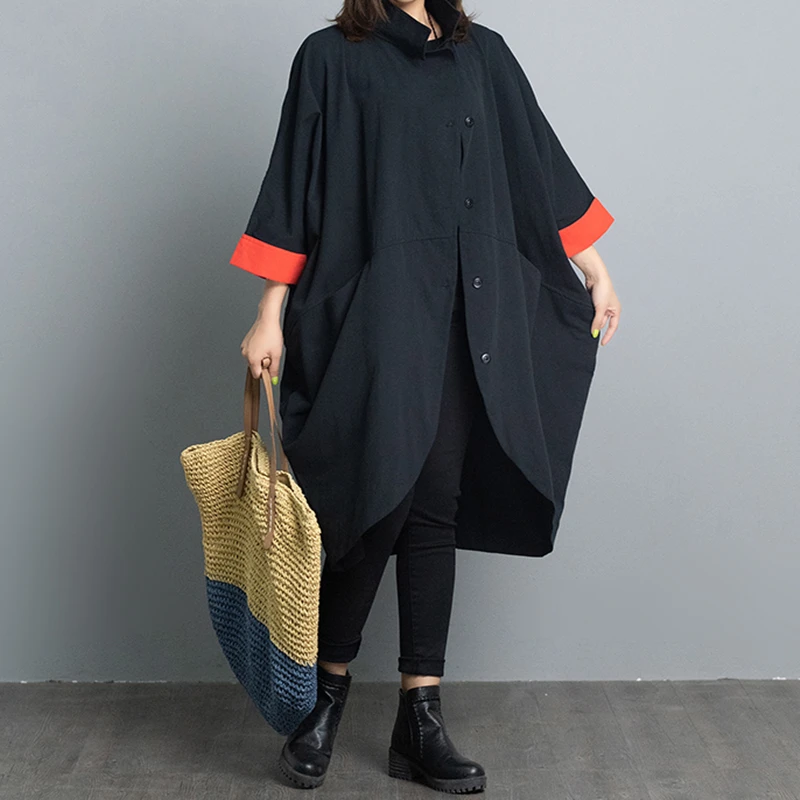 Oversized Autumn Long Trench Coat For  es Overcoat Cardigan Loose Casual Woman C - £155.41 GBP