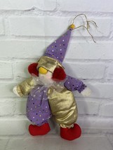 VTG Applause Clown Circus Purple Gold Plush Costello N Chauncey Ornament FLAWED - $19.79