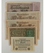 1910-1923 Germany 5-Note Currency Set Weimar Republic German Empire - $71.43 CAD