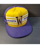 Vintage 80s 90s AJD Super Stripe Trucker Snapback Hat Washington Huskies... - $73.52 CAD