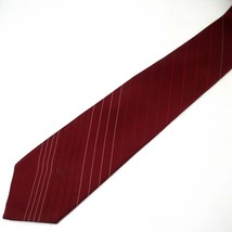 Oscar de la Renta Burgundy Red White Striped Tie Logo Embroidery 56&quot; x 3&quot; - $24.95