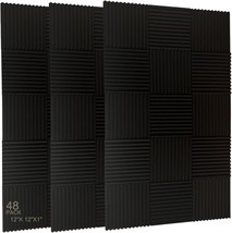 Acoustic Foam Panel Wedge Studio Soundproofing Wall Tiles, 48, 12&quot; X 12&quot;... - £33.02 GBP