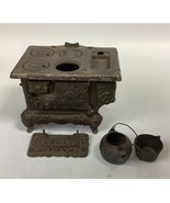 Antique Eagle Cast Iron Toy Stove With 2 Pots - Lancaster Brand - 9x6x6.5” - $104.15 CAD