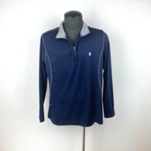 IZOD Golf Men&#39;s Dark Blue Polo Large 3/4 Zip Fleece Knit Casual Long Sleeve - £10.02 GBP