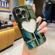 For iPhone 15 Pro Max Electroplating 3D Hollow Love TPU Phone Case(Dark Green) - £3.15 GBP