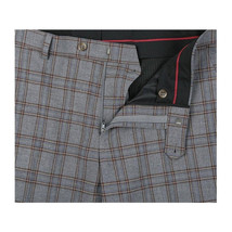 Mens Suit RENOIR English Plaid Window Pane Stretch Slim Comfort 293-7 Gray Brown image 9