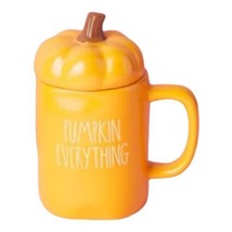 Rae Dunn Fall Pumpkin Everything Mug W/Pumpkin Topper Spice Orange Gift NEW - £21.51 GBP