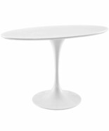 48&quot; White Oval Pedestal Stem Tulip Dining Table Chip Resist. Lacquered W... - $589.89