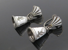 SIAM 925 Sterling Silver - Vintage Enamel Dancer Bell Dangle Earrings - EG4487 - £40.02 GBP