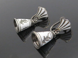 SIAM 925 Sterling Silver - Vintage Enamel Dancer Bell Dangle Earrings - EG4487 - £38.50 GBP