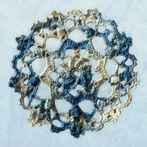 Handcrafted Variegated white/blue doily (can be made to order with color... - $15.00