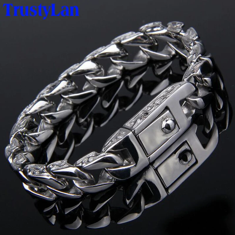 316L Stainless Steel Men&#39;s Charm Bracelet Retro Bracelet Men High Quality Cool M - $26.53