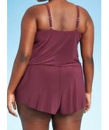 Aqua Green™ ~ Women&#39;s Size 26W ~ Plum ~ High Neck~ 1 Pc. Swimsuit w/Pockets - $70.16 CAD