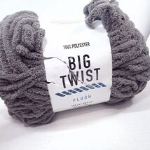 Big Twist Plush Yarn Charcoal Super Bulky Weight 6 chenille grey gray plush - $24.00