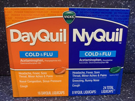 Vicks DayQuil &amp; NyQuil LiquiCaps Pack of 24 Cold &amp; Flu Exp 8/25 - £6.60 GBP